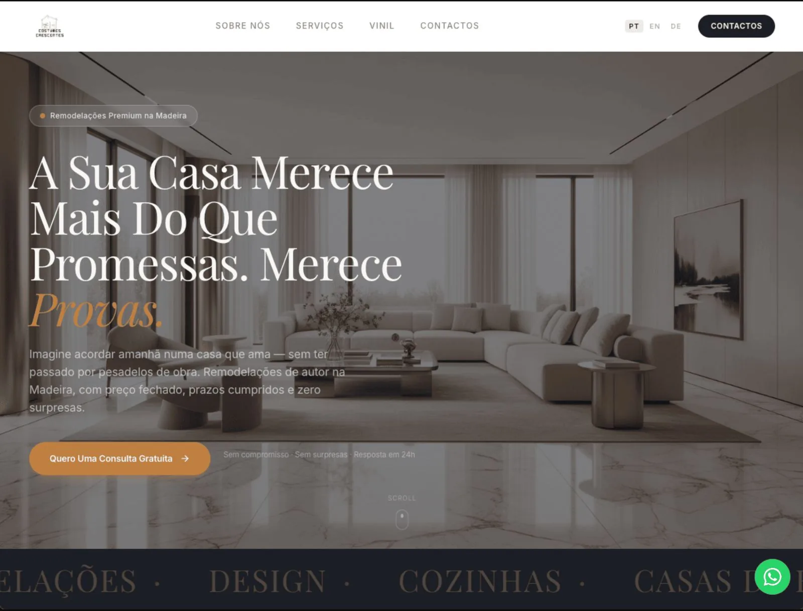 Costumes Crescentes, Remodelações Premium, trabalho de sites do Digitais Studio no Funchal