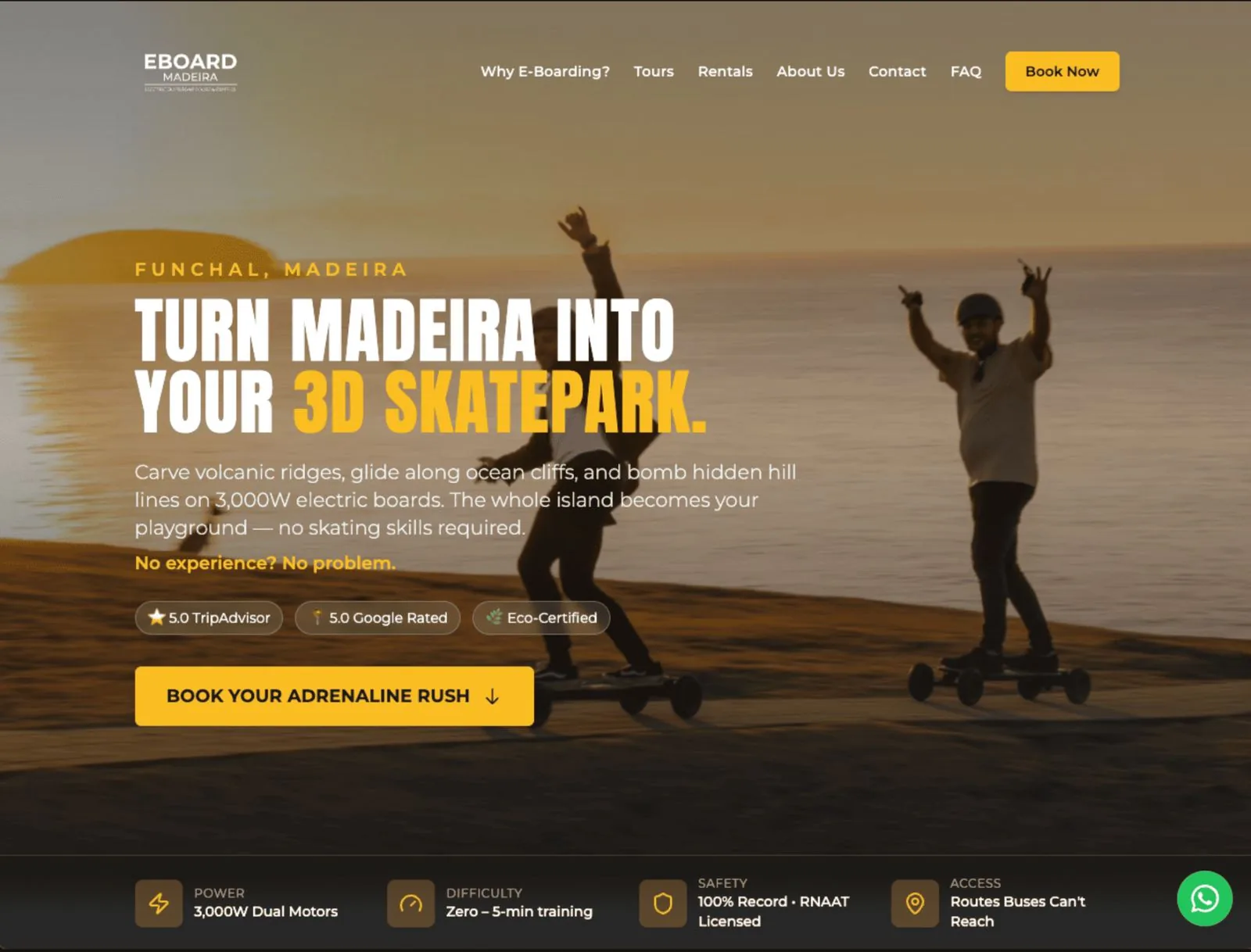 Site de tours da EBoard Madeira desenvolvido pelo Digitais Studio